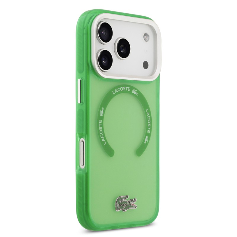 Apple iPhone 17 Pro Kılıf Lacoste Orjinal Lisanslı M-safe Şarj Özellikli İkonik Timsah Logolu Buzlu Kapak - 7