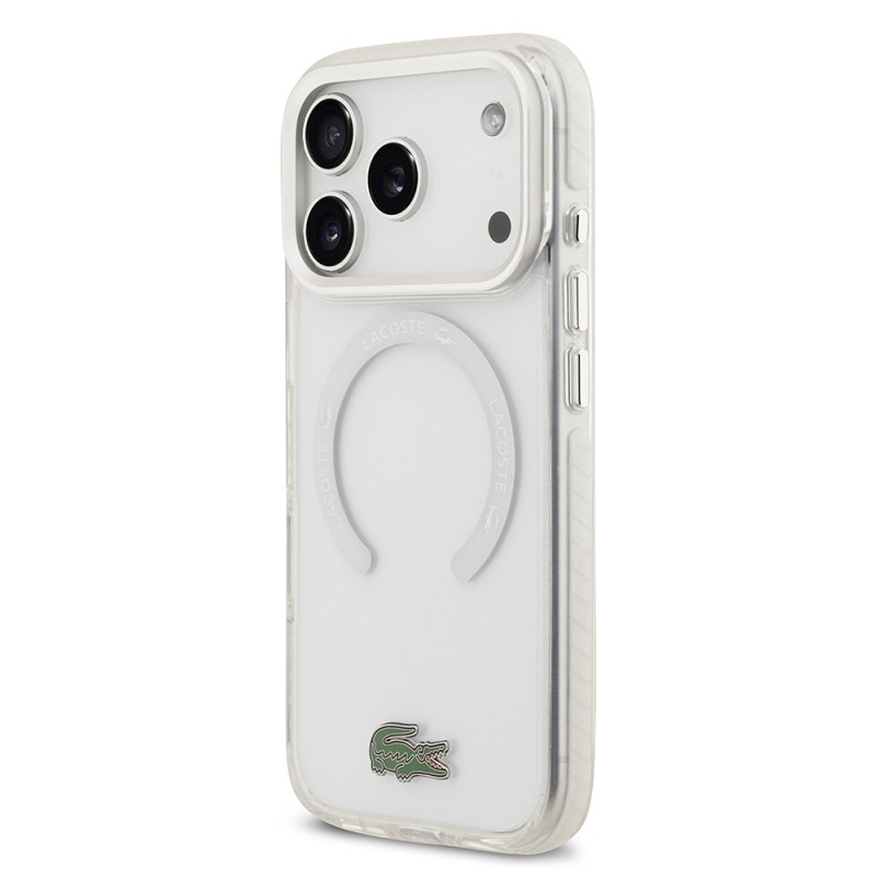 Apple iPhone 17 Pro Kılıf Lacoste Orjinal Lisanslı M-safe Şarj Özellikli İkonik Timsah Logolu Buzlu Kapak - 11