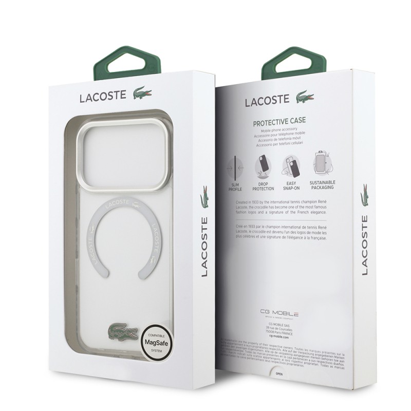 Apple iPhone 17 Pro Kılıf Lacoste Orjinal Lisanslı M-safe Şarj Özellikli İkonik Timsah Logolu Buzlu Kapak - 24