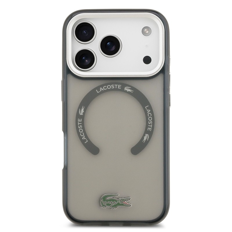 Apple iPhone 17 Pro Kılıf Lacoste Orjinal Lisanslı M-safe Şarj Özellikli İkonik Timsah Logolu Buzlu Kapak - 18