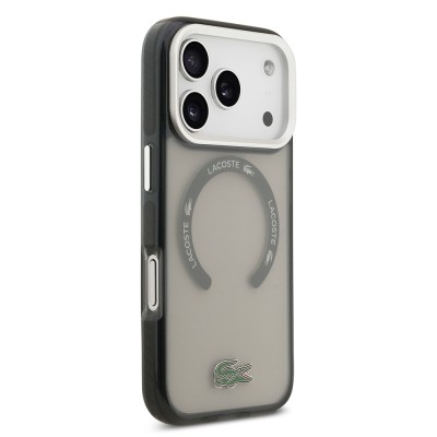 Apple iPhone 17 Pro Kılıf Lacoste Orjinal Lisanslı M-safe Şarj Özellikli İkonik Timsah Logolu Buzlu Kapak - 19