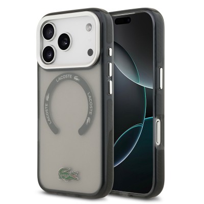 Apple iPhone 17 Pro Kılıf Lacoste Orjinal Lisanslı M-safe Şarj Özellikli İkonik Timsah Logolu Buzlu Kapak - 4