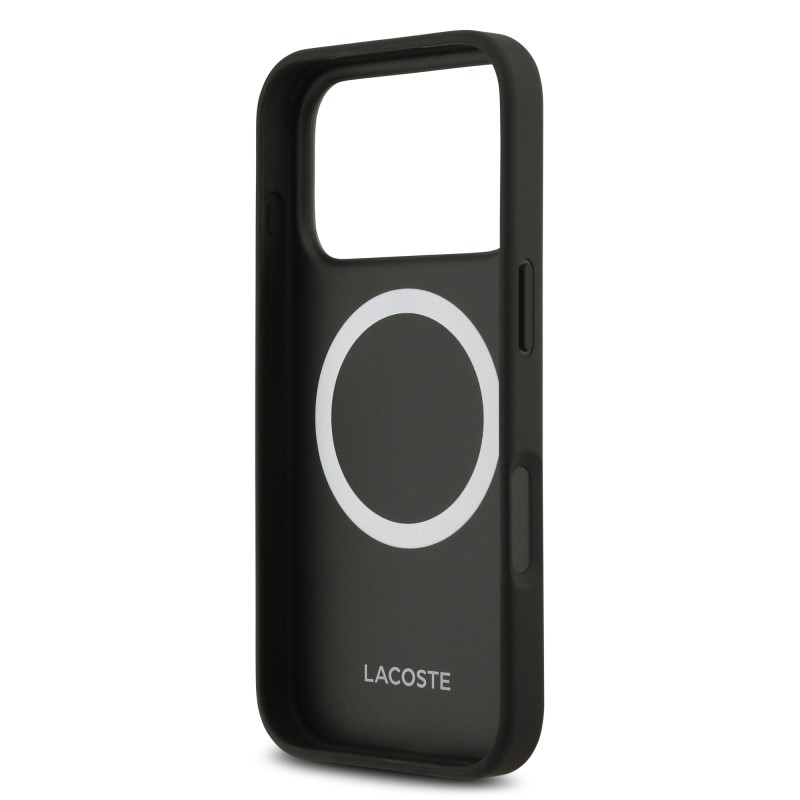 Apple iPhone 17 Pro Kılıf Lacoste Orjinal Lisanslı M-safe Şarj Özellikli PU Deri Tasarımlı Kartlıklı Karışık Monogram Desenli Kapak - 10