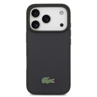 Apple iPhone 17 Pro Kılıf Lacoste Orjinal Lisanslı M-safe Şarj Özellikli PU Pike Desenli Metal Logolu Kapak - 3