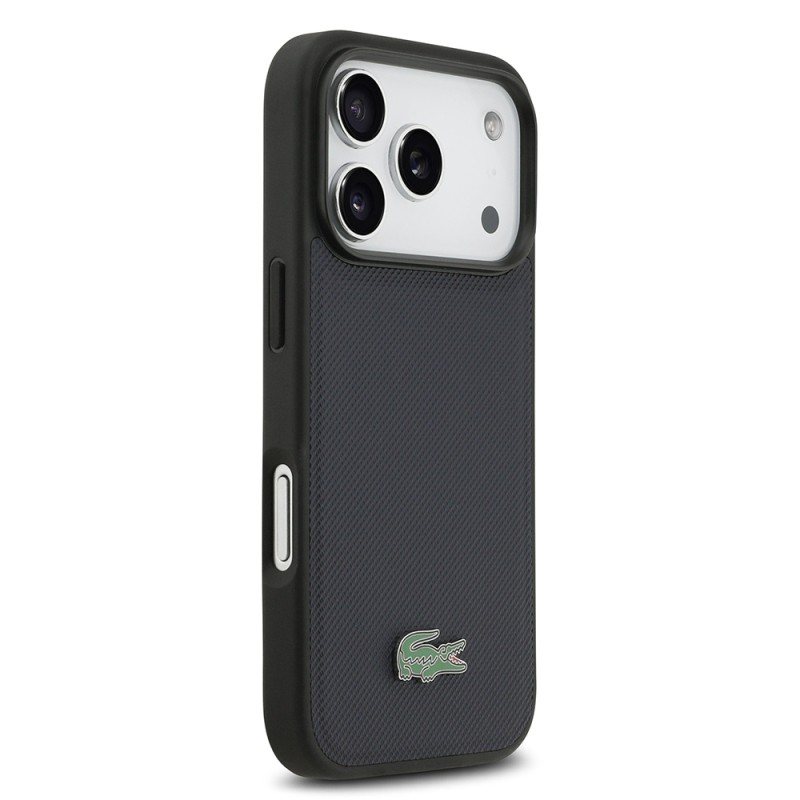 Apple iPhone 17 Pro Kılıf Lacoste Orjinal Lisanslı M-safe Şarj Özellikli PU Pike Desenli Metal Logolu Kapak - 4