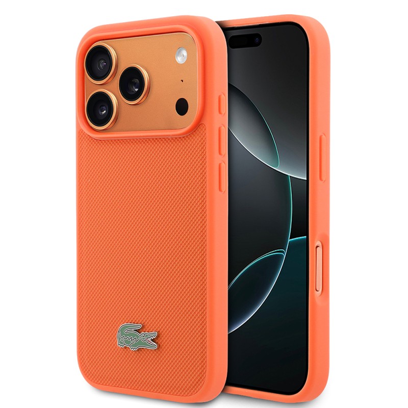 Apple iPhone 17 Pro Kılıf Lacoste Orjinal Lisanslı M-safe Şarj Özellikli PU Pike Desenli Metal Logolu Kapak - 9