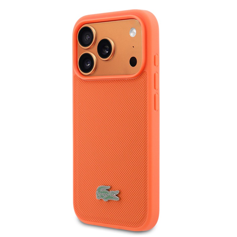 Apple iPhone 17 Pro Kılıf Lacoste Orjinal Lisanslı M-safe Şarj Özellikli PU Pike Desenli Metal Logolu Kapak - 10