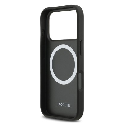 Apple iPhone 17 Pro Kılıf Lacoste Orjinal Lisanslı M-safe Şarj Özellikli PU Pike Desenli Metal Logolu Kartlıklı Kapak - 19