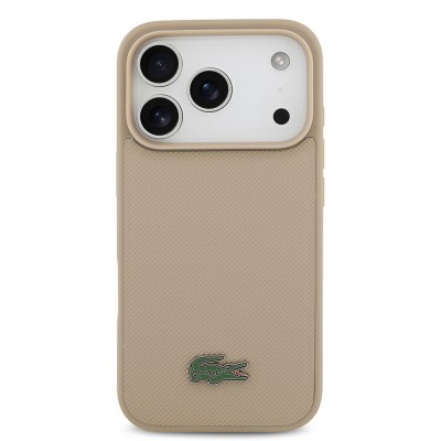 Apple iPhone 17 Pro Kılıf Lacoste Orjinal Lisanslı M-safe Şarj Özellikli PU Pike Desenli Metal Logolu Kartlıklı Kapak - 24