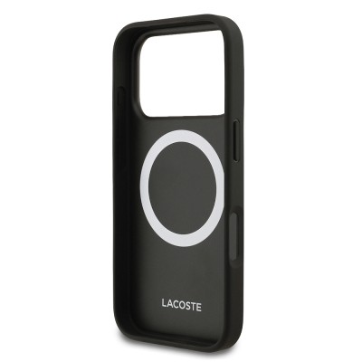 Apple iPhone 17 Pro Kılıf Lacoste Orjinal Lisanslı M-safe Şarj Özellikli PU Pike Desenli Metal Logolu Kartlıklı Kapak - 37