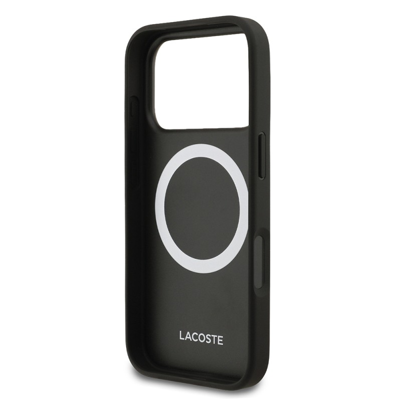 Apple iPhone 17 Pro Kılıf Lacoste Orjinal Lisanslı M-safe Şarj Özellikli PU Pike Desenli Metal Logolu Kartlıklı Kapak - 37