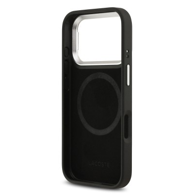 Apple iPhone 17 Pro Kılıf Lacoste Orjinal Lisanslı M-safe Şarj Özellikli PU Pike Desenli Standlı Metal Logolu Kapak - 11