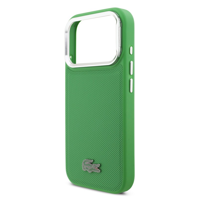Apple iPhone 17 Pro Kılıf Lacoste Orjinal Lisanslı M-safe Şarj Özellikli PU Pike Desenli Standlı Metal Logolu Kapak - 17