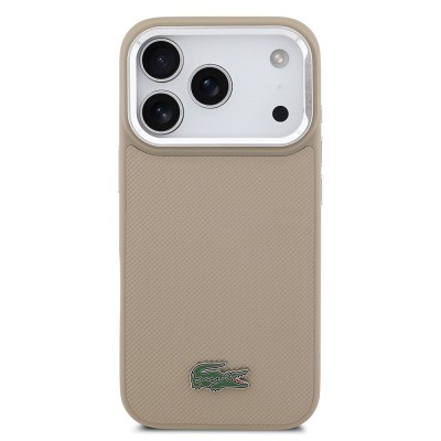 Apple iPhone 17 Pro Kılıf Lacoste Orjinal Lisanslı M-safe Şarj Özellikli PU Pike Desenli Standlı Metal Logolu Kapak - 28