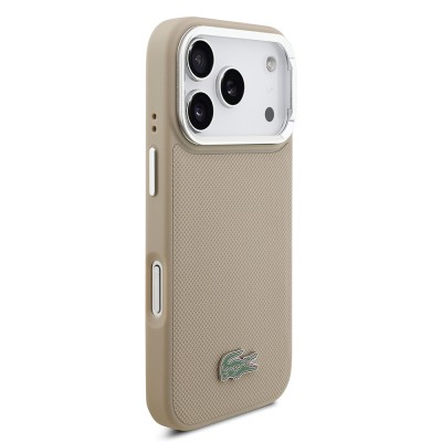 Apple iPhone 17 Pro Kılıf Lacoste Orjinal Lisanslı M-safe Şarj Özellikli PU Pike Desenli Standlı Metal Logolu Kapak - 29