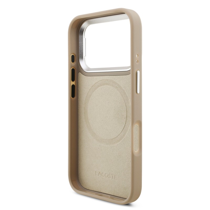 Apple iPhone 17 Pro Kılıf Lacoste Orjinal Lisanslı M-safe Şarj Özellikli PU Pike Desenli Standlı Metal Logolu Kapak - 32