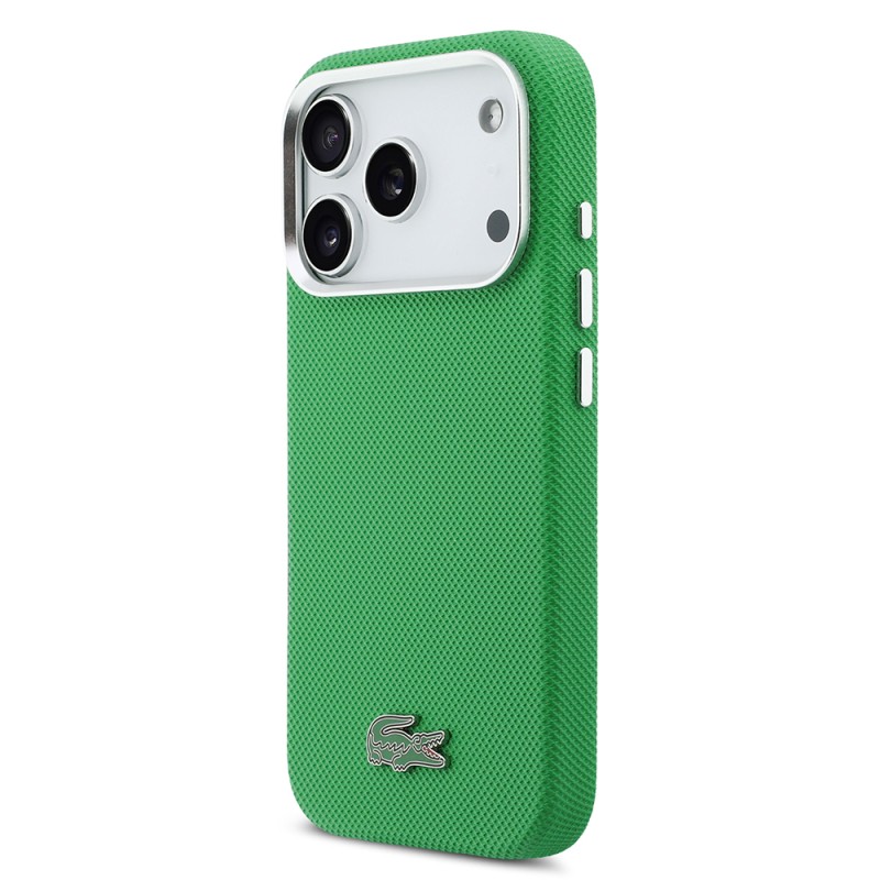 Apple iPhone 17 Pro Kılıf Lacoste Orjinal Lisanslı M-Safe Şarj Özellikli PVC Pike Desenli Arka Yüzey İkonik Timsah Dokuma Logolu Kapak - 2