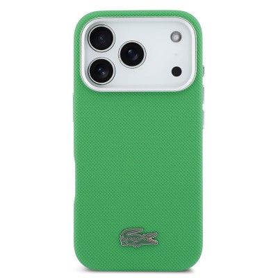 Apple iPhone 17 Pro Kılıf Lacoste Orjinal Lisanslı M-Safe Şarj Özellikli PVC Pike Desenli Arka Yüzey İkonik Timsah Dokuma Logolu Kapak - 3
