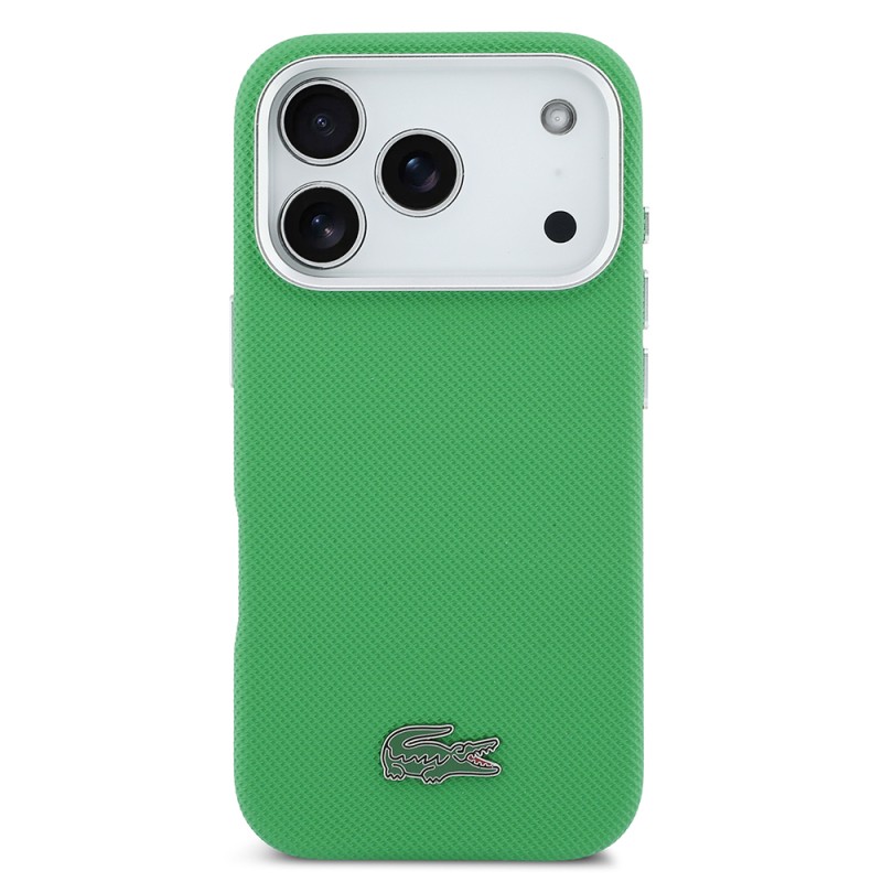 Apple iPhone 17 Pro Kılıf Lacoste Orjinal Lisanslı M-Safe Şarj Özellikli PVC Pike Desenli Arka Yüzey İkonik Timsah Dokuma Logolu Kapak - 3