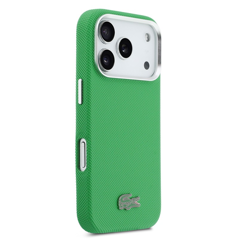 Apple iPhone 17 Pro Kılıf Lacoste Orjinal Lisanslı M-Safe Şarj Özellikli PVC Pike Desenli Arka Yüzey İkonik Timsah Dokuma Logolu Kapak - 4