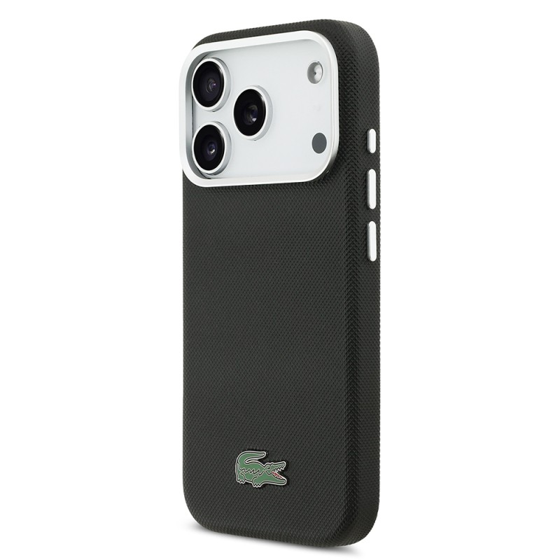 Apple iPhone 17 Pro Kılıf Lacoste Orjinal Lisanslı M-Safe Şarj Özellikli PVC Pike Desenli Arka Yüzey İkonik Timsah Dokuma Logolu Kapak - 9