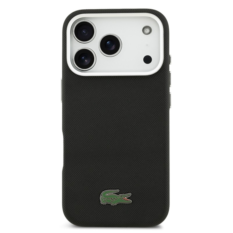 Apple iPhone 17 Pro Kılıf Lacoste Orjinal Lisanslı M-Safe Şarj Özellikli PVC Pike Desenli Arka Yüzey İkonik Timsah Dokuma Logolu Kapak - 10