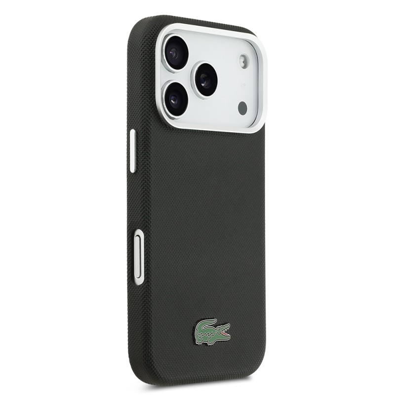 Apple iPhone 17 Pro Kılıf Lacoste Orjinal Lisanslı M-Safe Şarj Özellikli PVC Pike Desenli Arka Yüzey İkonik Timsah Dokuma Logolu Kapak - 11