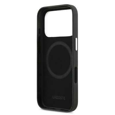 Apple iPhone 17 Pro Kılıf Lacoste Orjinal Lisanslı M-Safe Şarj Özellikli PVC Pike Desenli Arka Yüzey İkonik Timsah Dokuma Logolu Kapak - 14