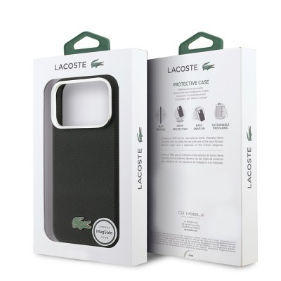 Apple iPhone 17 Pro Kılıf Lacoste Orjinal Lisanslı M-Safe Şarj Özellikli PVC Pike Desenli Arka Yüzey İkonik Timsah Dokuma Logolu Kapak - 24