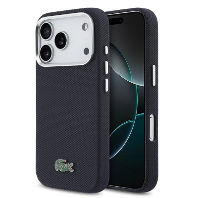 Apple iPhone 17 Pro Kılıf Lacoste Orjinal Lisanslı M-Safe Şarj Özellikli PVC Pike Desenli Arka Yüzey İkonik Timsah Dokuma Logolu Kapak - 15
