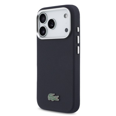 Apple iPhone 17 Pro Kılıf Lacoste Orjinal Lisanslı M-Safe Şarj Özellikli PVC Pike Desenli Arka Yüzey İkonik Timsah Dokuma Logolu Kapak - 16