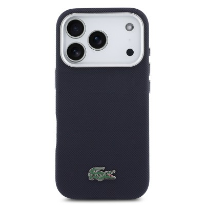 Apple iPhone 17 Pro Kılıf Lacoste Orjinal Lisanslı M-Safe Şarj Özellikli PVC Pike Desenli Arka Yüzey İkonik Timsah Dokuma Logolu Kapak - 17