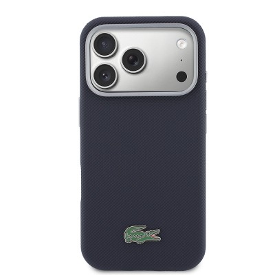 Apple iPhone 17 Pro Kılıf Lacoste Orjinal Lisanslı M-Safe Şarj Özellikli PVC Yarı Pike Desenli Arka Yüzey İkonik Timsah Dokuma Logolu Kapak - 9