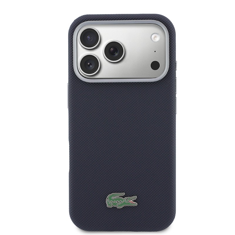 Apple iPhone 17 Pro Kılıf Lacoste Orjinal Lisanslı M-Safe Şarj Özellikli PVC Yarı Pike Desenli Arka Yüzey İkonik Timsah Dokuma Logolu Kapak - 9