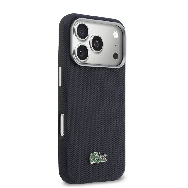 Apple iPhone 17 Pro Kılıf Lacoste Orjinal Lisanslı M-Safe Şarj Özellikli PVC Yarı Pike Desenli Arka Yüzey İkonik Timsah Dokuma Logolu Kapak - 10