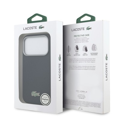Apple iPhone 17 Pro Kılıf Lacoste Orjinal Lisanslı M-Safe Şarj Özellikli PVC Yarı Pike Desenli Arka Yüzey İkonik Timsah Dokuma Logolu Kapak - 16