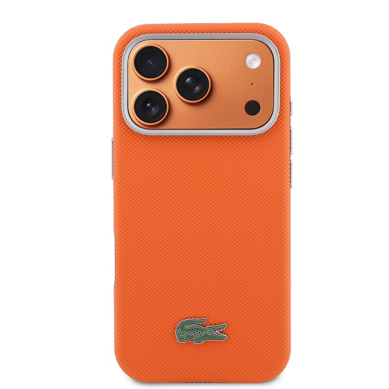 Apple iPhone 17 Pro Kılıf Lacoste Orjinal Lisanslı M-Safe Şarj Özellikli PVC Yarı Pike Desenli Arka Yüzey İkonik Timsah Dokuma Logolu Kapak - 4