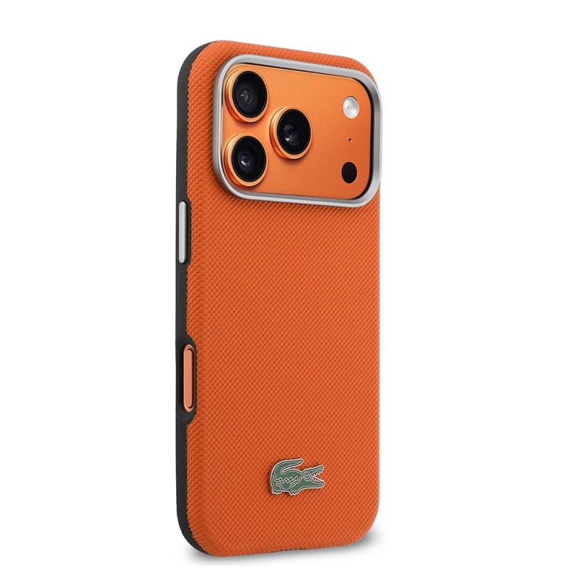 Apple iPhone 17 Pro Kılıf Lacoste Orjinal Lisanslı M-Safe Şarj Özellikli PVC Yarı Pike Desenli Arka Yüzey İkonik Timsah Dokuma Logolu Kapak - 5