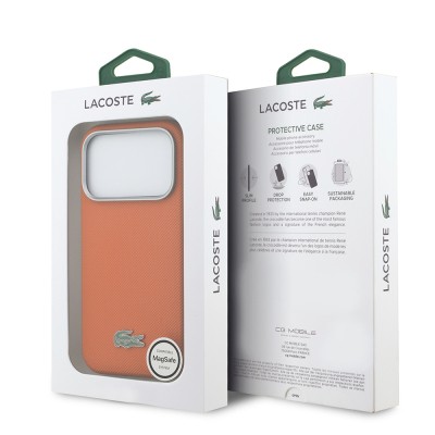 Apple iPhone 17 Pro Kılıf Lacoste Orjinal Lisanslı M-Safe Şarj Özellikli PVC Yarı Pike Desenli Arka Yüzey İkonik Timsah Dokuma Logolu Kapak - 15