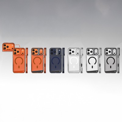 Apple iPhone 17 Pro Kılıf M-safe Şarj Özellikli Airbag Tasarımlı O-Ring Şeffaf Kajsa Trans Alüminyum Shield Serisi Kapak - 14