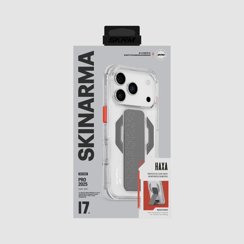 Apple iPhone 17 Pro Kılıf M-Safe Şarj Özellikli Airbag Tasarımlı Standlı Skinarma Haxa Kapak - 12