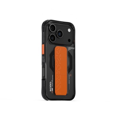 Apple iPhone 17 Pro Kılıf M-Safe Şarj Özellikli Airbag Tasarımlı Standlı Skinarma Haxa Kapak - 3
