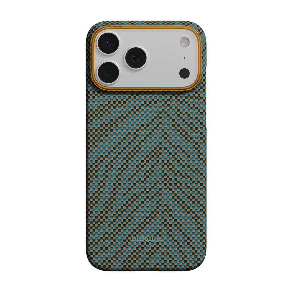 Apple iPhone 17 Pro Kılıf M-safe Şarj Özellikli Aramid Fiber Pitaka Breath of Veins Serisi Kapak - Yeşil