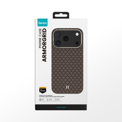 Apple iPhone 17 Pro Kılıf M-Safe Şarj Özellikli Benks ArmorAir ArmorGrid Serisi Kevlar Karbon Kapak - 28