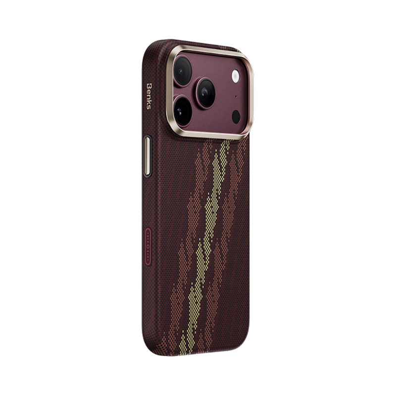 Apple iPhone 17 Pro Kılıf M-Safe Şarj Özellikli Benks Haven Air 2.0 Rouge Serisi Kevlar Karbon Kapak - 4