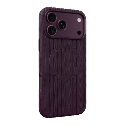 Apple iPhone 17 Pro Kılıf M-Safe Şarj Özellikli Çizgi Desenli Kumaş Dokulu Zore Paris Lorin Kapak - 18