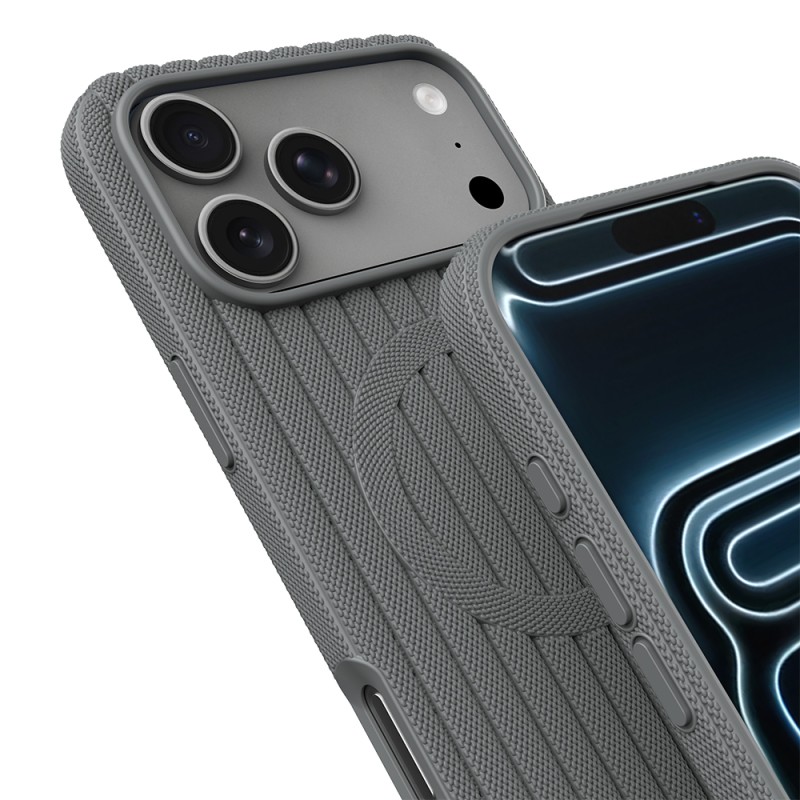 Apple iPhone 17 Pro Kılıf M-Safe Şarj Özellikli Çizgi Desenli Kumaş Dokulu Zore Paris Lorin Kapak - 39