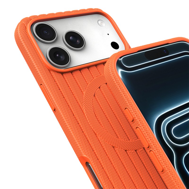 Apple iPhone 17 Pro Kılıf M-Safe Şarj Özellikli Çizgi Desenli Kumaş Dokulu Zore Paris Lorin Kapak - 41