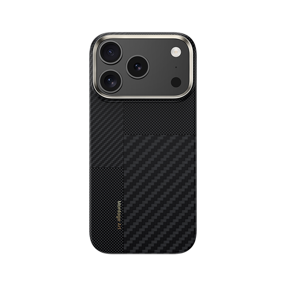 Apple iPhone 17 Pro Kılıf M-safe Şarj Özellikli Karbon Fiber Benks Montage ArmorAir Kevlar Kapak - Siyah
