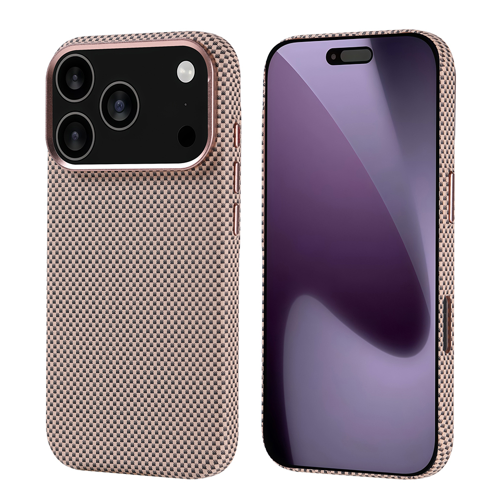 iPhone 17 Pro Kılıf M-safe Şarj Özellikli Karbon Fiber Görünümlü NXXA Nekst Kapak - Gold